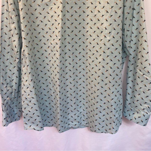 Original Penguin Heritage Slim Fit Men's 17.5 34-35 Blue Toucan Shirt Whimsical - Picture 14 of 16